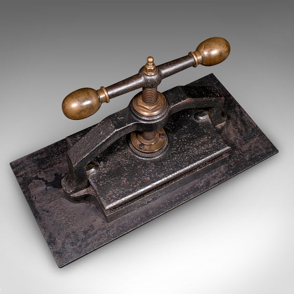 Heavy Antique Book Press, English Cast Iron, Bronze, Industrial Binder, Georgian