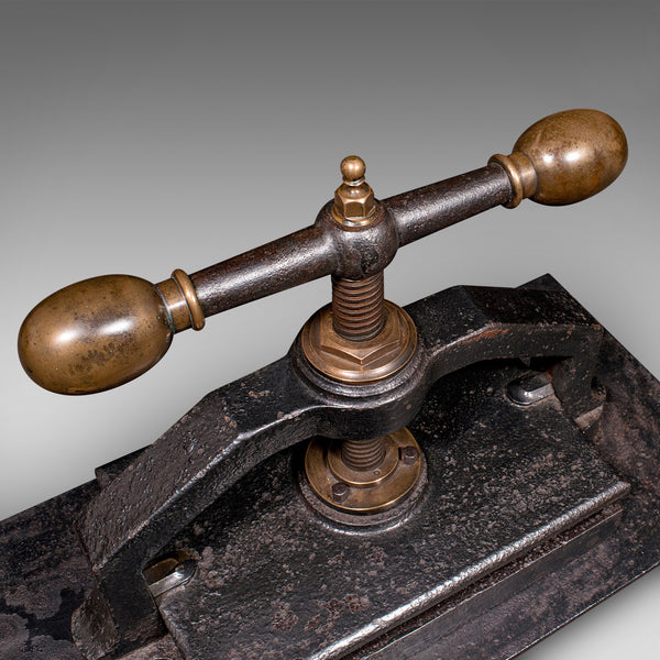Heavy Antique Book Press, English Cast Iron, Bronze, Industrial Binder, Georgian