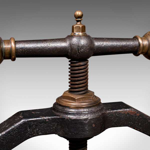 Heavy Antique Book Press, English Cast Iron, Bronze, Industrial Binder, Georgian