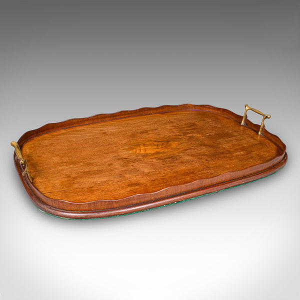 Antique Afternoon Tea Tray, English Walnut, Satinwood Serving Platter, Edwardian