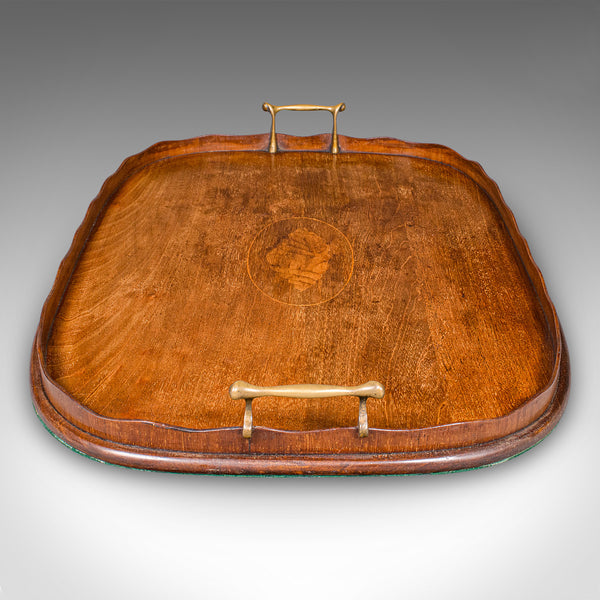 Antique Afternoon Tea Tray, English Walnut, Satinwood Serving Platter, Edwardian