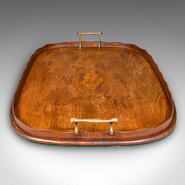 Antique Afternoon Tea Tray, English Walnut, Satinwood Serving Platter, Edwardian