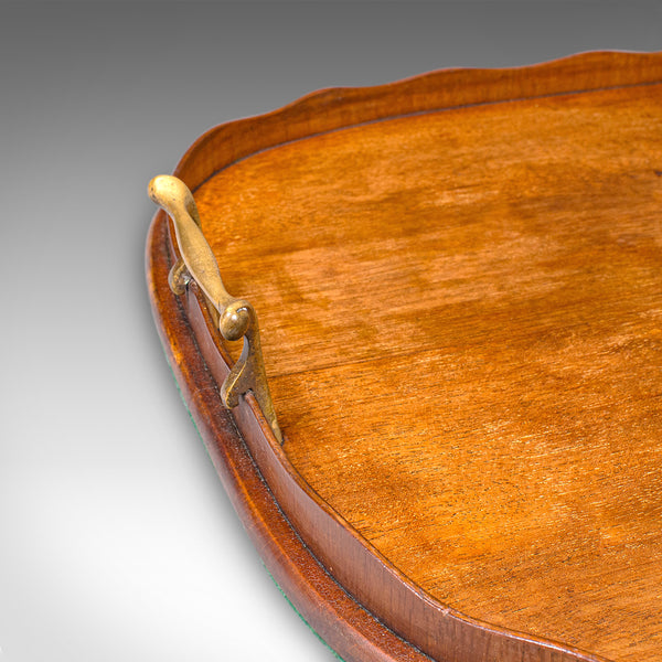 Antique Afternoon Tea Tray, English Walnut, Satinwood Serving Platter, Edwardian