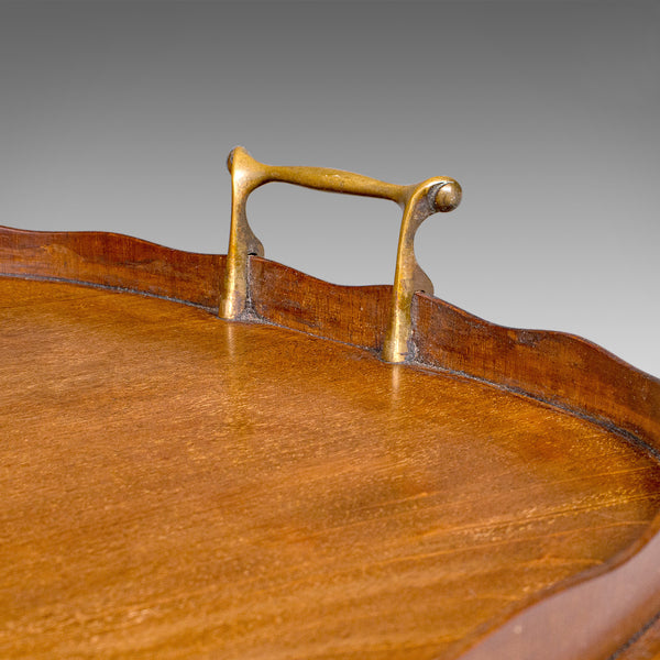 Antique Afternoon Tea Tray, English Walnut, Satinwood Serving Platter, Edwardian