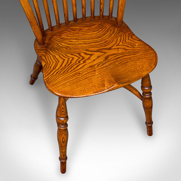 Trio of Vintage Country Kitchen Chairs, English Ash, Elm, Victorian Revival Seat