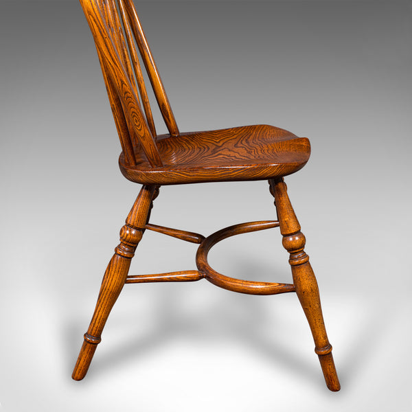 Trio of Vintage Country Kitchen Chairs, English Ash, Elm, Victorian Revival Seat