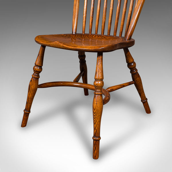 Trio of Vintage Country Kitchen Chairs, English Ash, Elm, Victorian Revival Seat