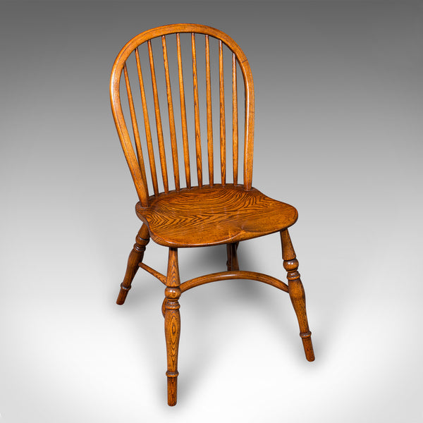 Trio of Vintage Country Kitchen Chairs, English Ash, Elm, Victorian Revival Seat