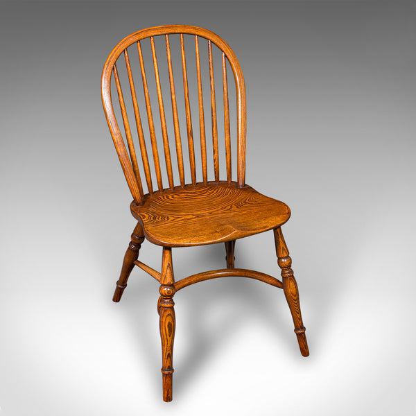 Trio of Vintage Country Kitchen Chairs, English Ash, Elm, Victorian Revival Seat