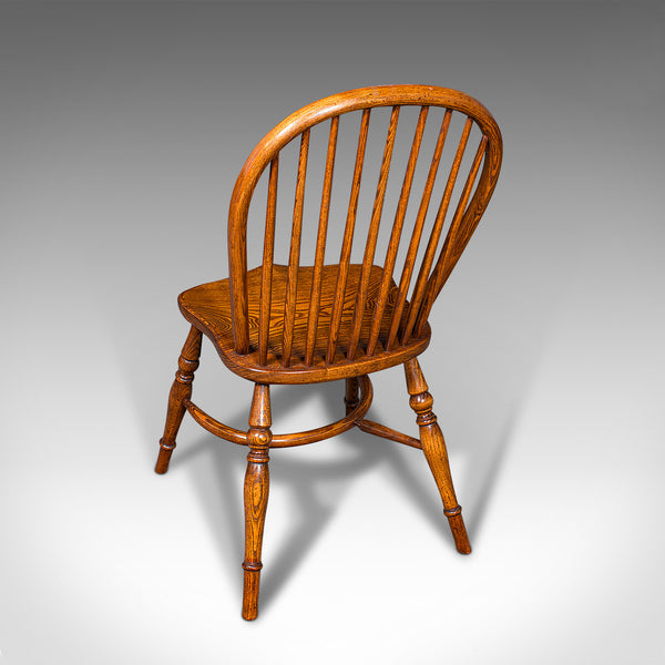 Trio of Vintage Country Kitchen Chairs, English Ash, Elm, Victorian Revival Seat