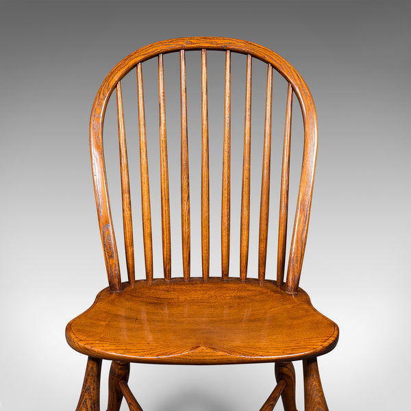 Trio of Vintage Country Kitchen Chairs, English Ash, Elm, Victorian Revival Seat
