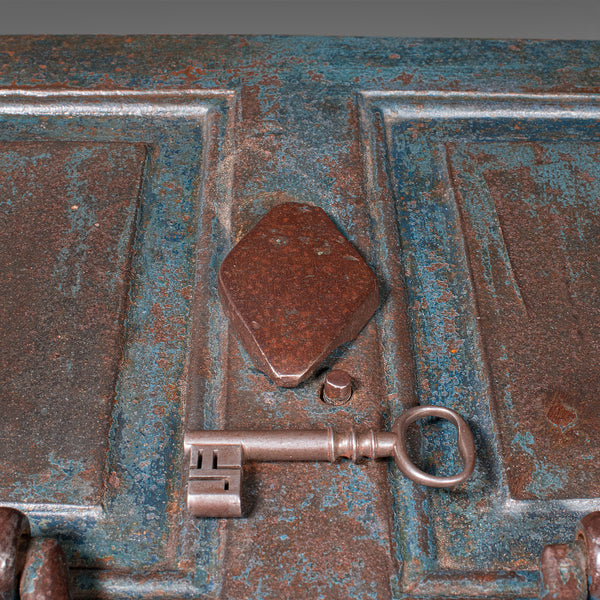Antique Goldsmith’s Strong Box, English, Heavy Cast Iron Locking Safe, Victorian