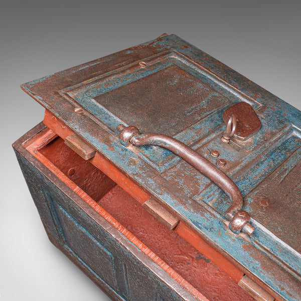 Antique Goldsmith’s Strong Box, English, Heavy Cast Iron Locking Safe, Victorian