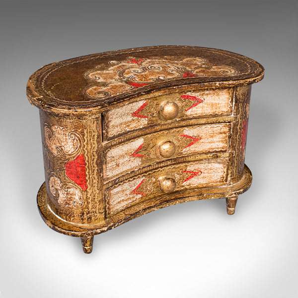 Vintage Florentine Jewellery Box, Italian Keepsake Chest of Drawers, Mid Century