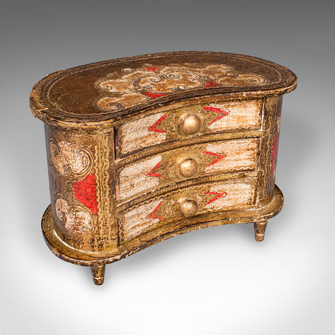 Vintage Florentine Jewellery Box, Italian Keepsake Chest of Drawers, Mid Century