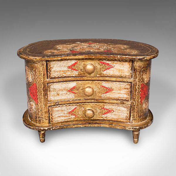 Vintage Florentine Jewellery Box, Italian Keepsake Chest of Drawers, Mid Century