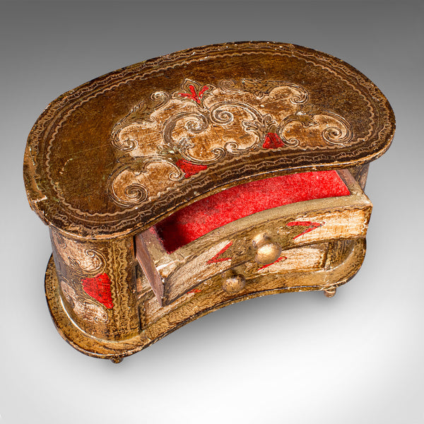 Vintage Florentine Jewellery Box, Italian Keepsake Chest of Drawers, Mid Century