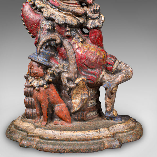 Antique Mr Punch Doorstop, English, Painted Figure, Door Keeper, Victorian, 1880
