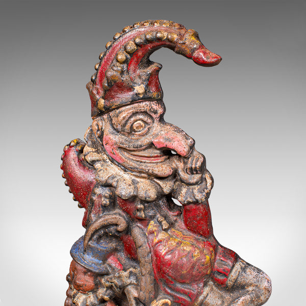 Antique Mr Punch Doorstop, English, Painted Figure, Door Keeper, Victorian, 1880