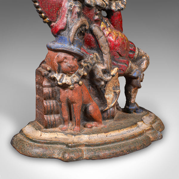 Antique Mr Punch Doorstop, English, Painted Figure, Door Keeper, Victorian, 1880
