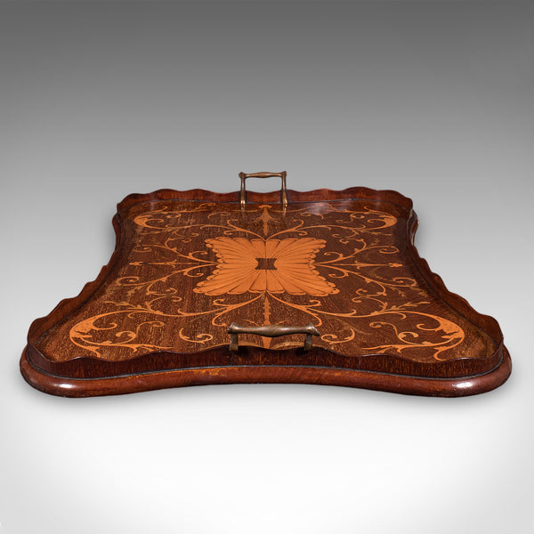 Antique Butler's Serving Tray, English, Afternoon Tea Platter, Inlay, Victorian