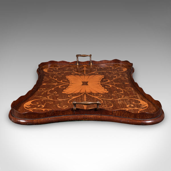 Antique Butler's Serving Tray, English, Afternoon Tea Platter, Inlay, Victorian