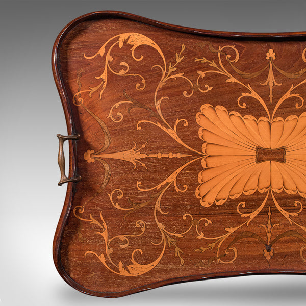 Antique Butler's Serving Tray, English, Afternoon Tea Platter, Inlay, Victorian
