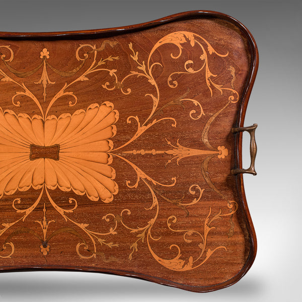 Antique Butler's Serving Tray, English, Afternoon Tea Platter, Inlay, Victorian