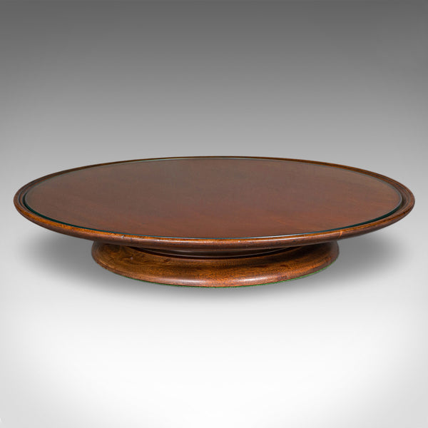 Antique Display Turntable, English, Walnut, Glass, Lazy Susan, Edwardian, C.1910