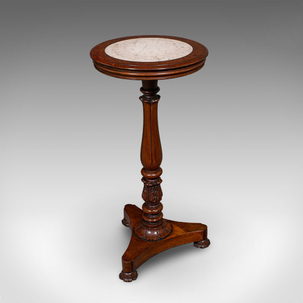 Antique Jardiniere Stand, English, Walnut, Marble, Planter Table, William IV