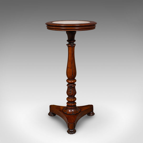Antique Jardiniere Stand, English, Walnut, Marble, Planter Table, William IV