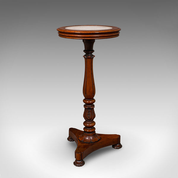Antique Jardiniere Stand, English, Walnut, Marble, Planter Table, William IV