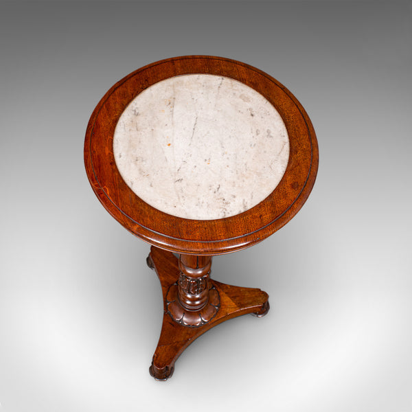 Antique Jardiniere Stand, English, Walnut, Marble, Planter Table, William IV