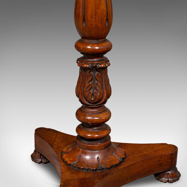 Antique Jardiniere Stand, English, Walnut, Marble, Planter Table, William IV