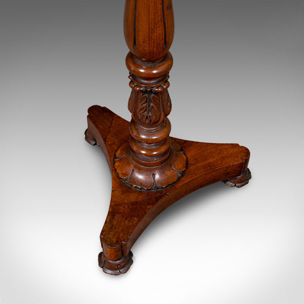 Antique Jardiniere Stand, English, Walnut, Marble, Planter Table, William IV