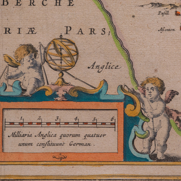 Antique Buckinghamshire Map, English, Framed 17th Century County Cartography