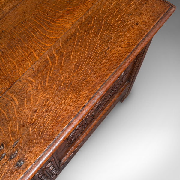 Large Antique Carved Coffer, English Oak, Blanket Chest, William III, Circa 1700
