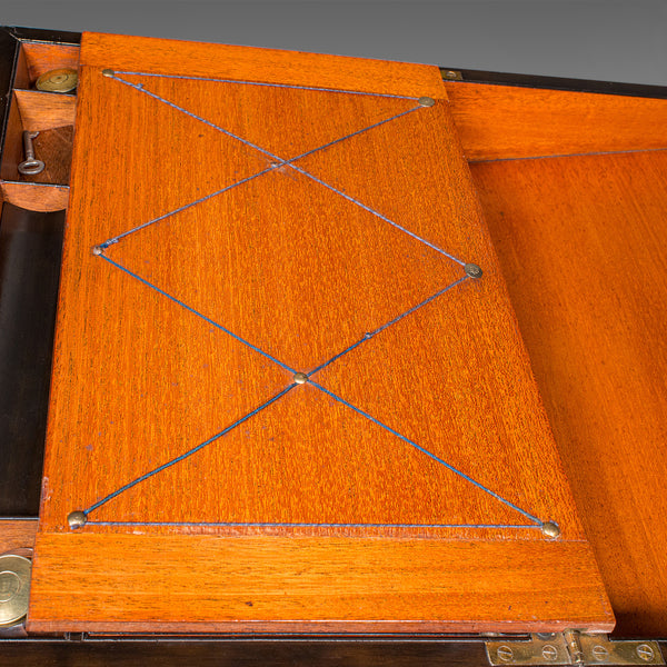 Antique Gentleman’s Correspondence Case, English, Walnut, Writing Slope, Regency