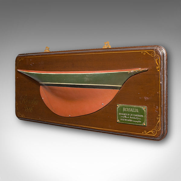 Vintage Half Hull Model, English, Shipwright’s Display Plaque, Mid Century, 1960