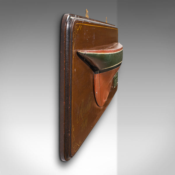 Vintage Half Hull Model, English, Shipwright’s Display Plaque, Mid Century, 1960