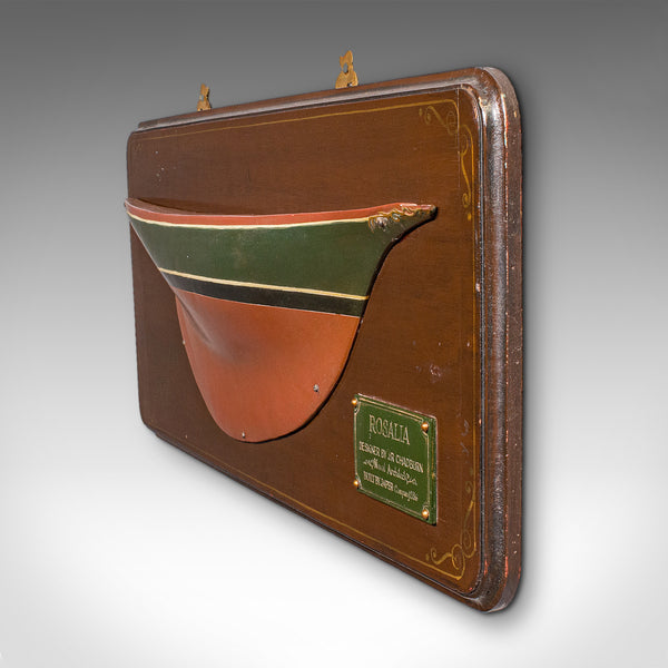 Vintage Half Hull Model, English, Shipwright’s Display Plaque, Mid Century, 1960