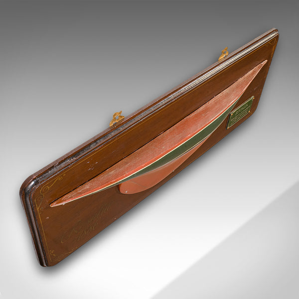 Vintage Half Hull Model, English, Shipwright’s Display Plaque, Mid Century, 1960