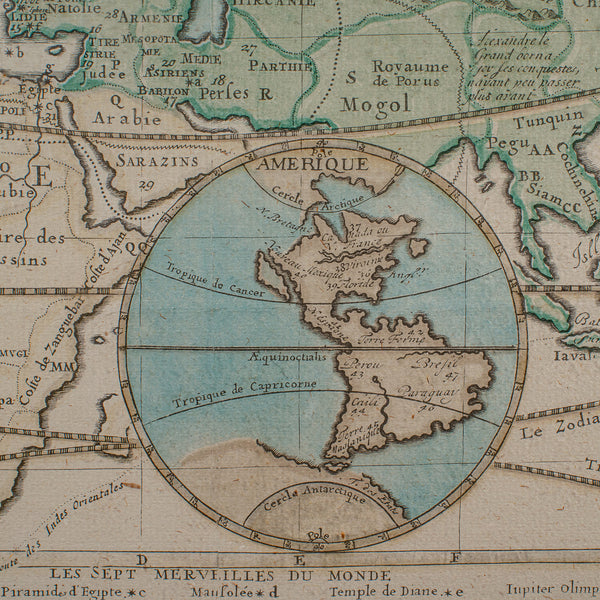 Antique Plan de l'Historie Universelle World Map, Framed Cartography, Circa 1730