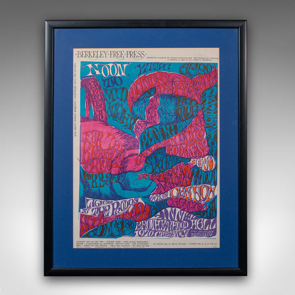 Original Concert Poster, American, Psychedelic Art, Berkeley Free Press, C.1970