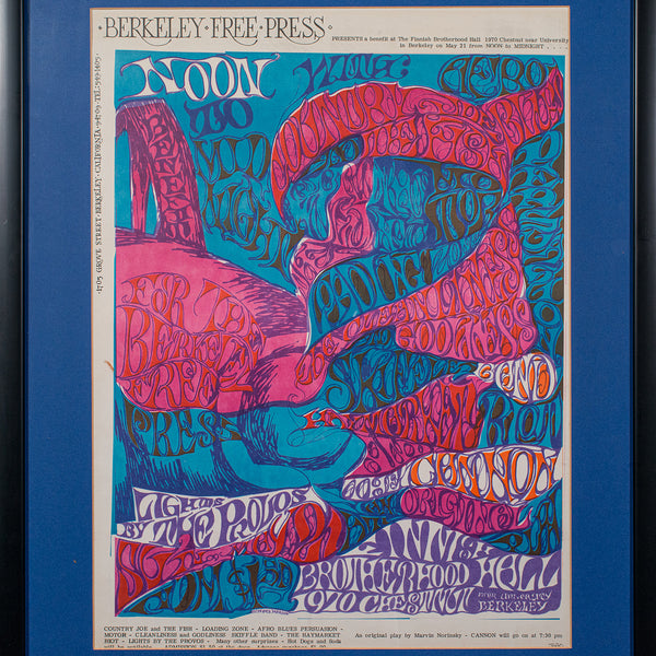 Original Concert Poster, American, Psychedelic Art, Berkeley Free Press, C.1970