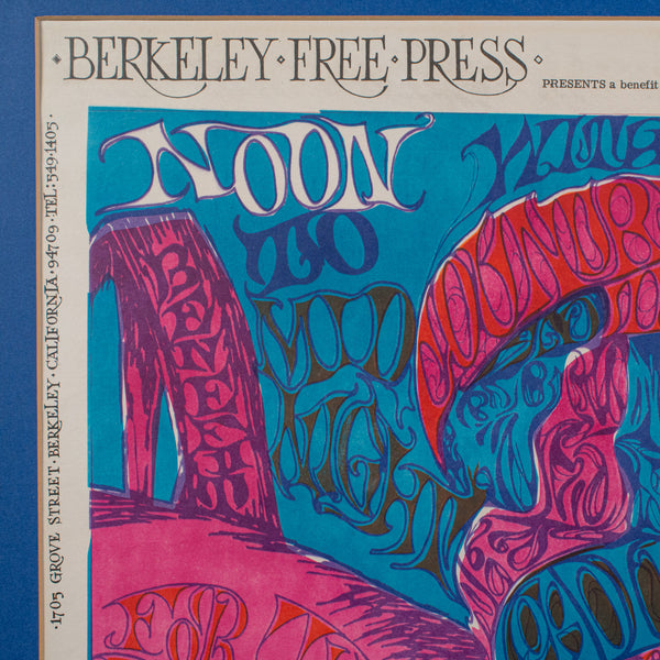 Original Concert Poster, American, Psychedelic Art, Berkeley Free Press, C.1970