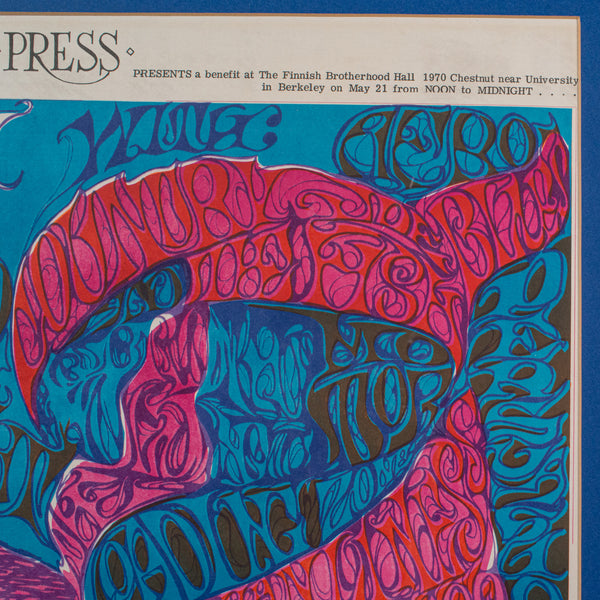 Original Concert Poster, American, Psychedelic Art, Berkeley Free Press, C.1970