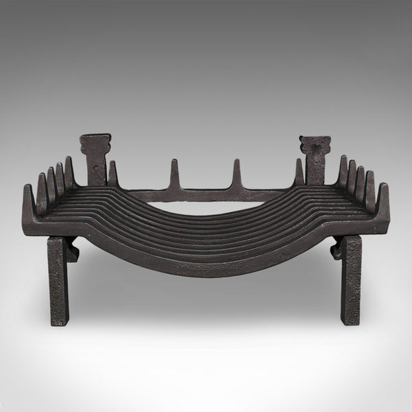 Antique Fireplace Hearth Set, English, Fire Basket, Andirons, Victorian, C.1870