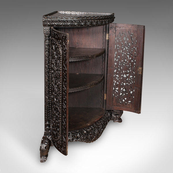 Antique Veranda Gin Cabinet, Ceylon, Teak, Corner Cupboard, Victorian, C.1880