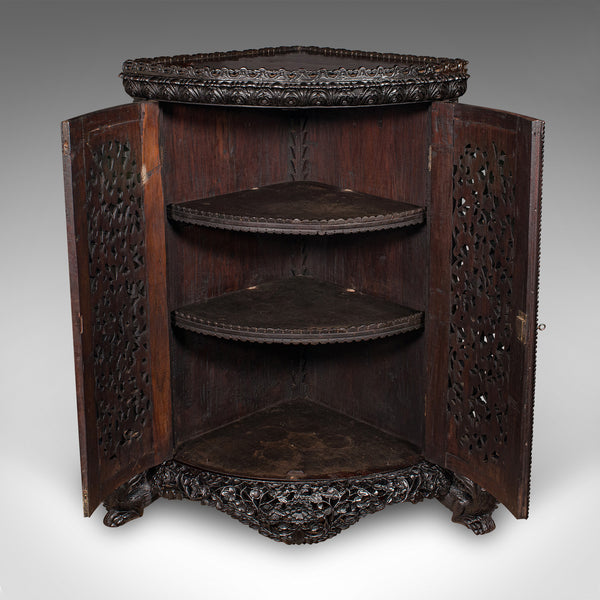 Antique Veranda Gin Cabinet, Ceylon, Teak, Corner Cupboard, Victorian, C.1880